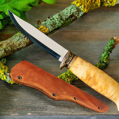 ELW Full Grain Leather Mora Knife Sheath with Belt Loop - Protect Fixed Blade Knives for Outdoor Hunting, Bushcraft Camping, Hiking, BBQ, & Outdoor Activities