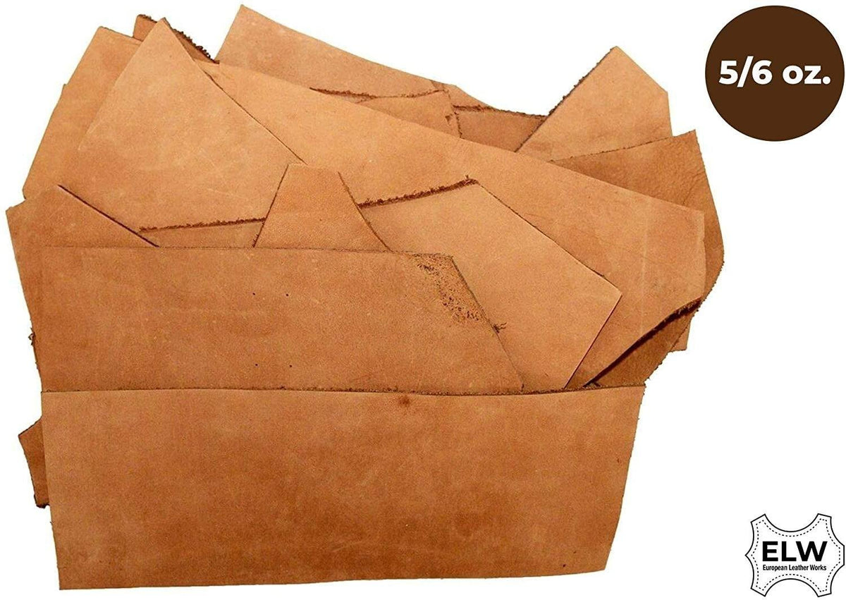 ELW Genuine Natural Full Grain Leather 5 lbs Sizes Scraps, Trimming 5/6 OZ (2-2.4mm) Perfect for Leather Crafts, DIY, Accessories, Sheaths, Holsters, Repair : Tobacco Brown Main image