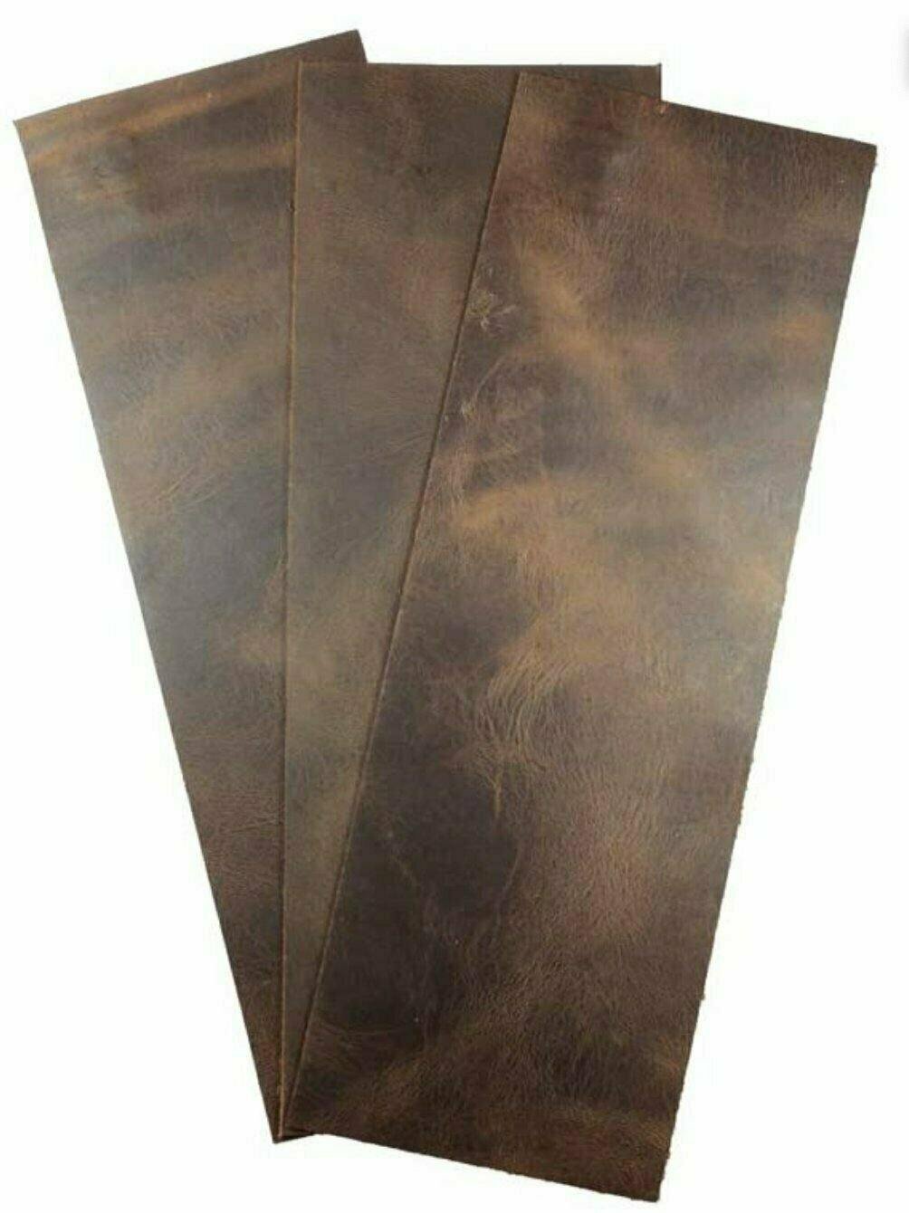 Full Grain Leather 4"x12" Set of 3 Tooling Crafts Cowhide 5/6oz (2.0mm) BROWN Main image