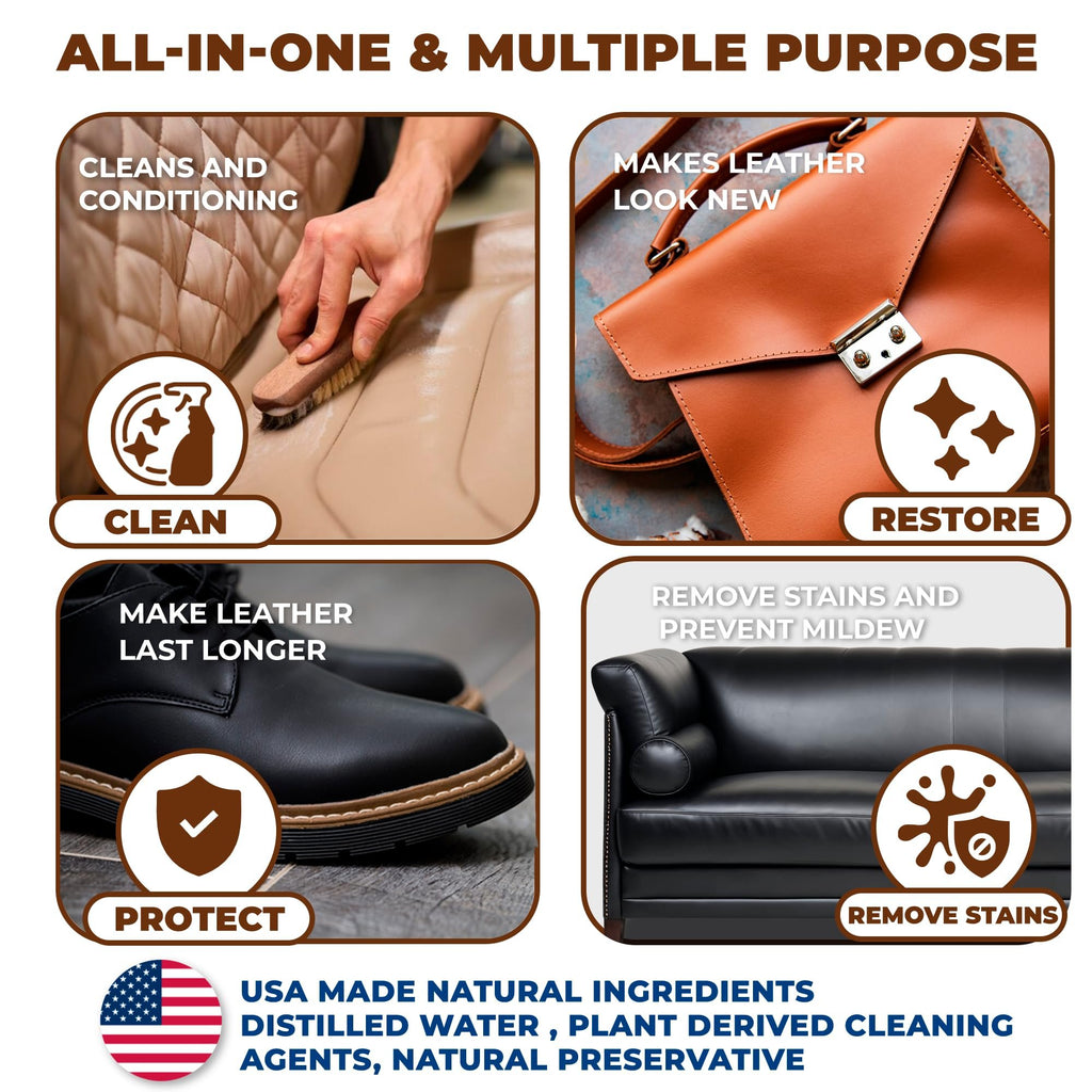 Leather Spot Cleaner  - All Natural Ingredient - European Leather Care - Made in USA