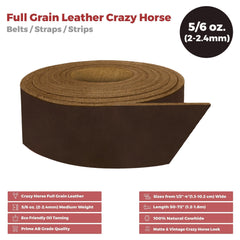 ELW 5-6 oz (2-2.4mm) Straps, Belts, Strips 84" Length - Full Grain Leather Crazy Horse Belt Medium DIY Craft, Pet Collars, Blanks, Accessory, Jewelry, Wrapping