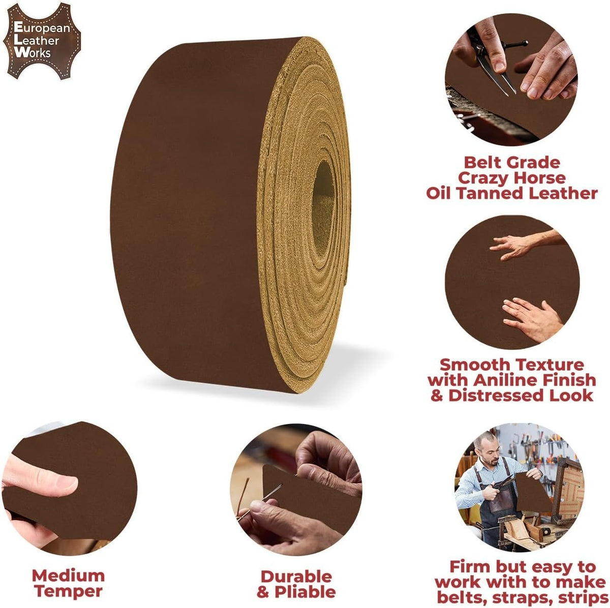 9-10 oz. (3-4mm) Oil Tanned Leather Blank Belts in 66"-68" Long Full Grain Cowhide Crazy Horse Leather Straps
