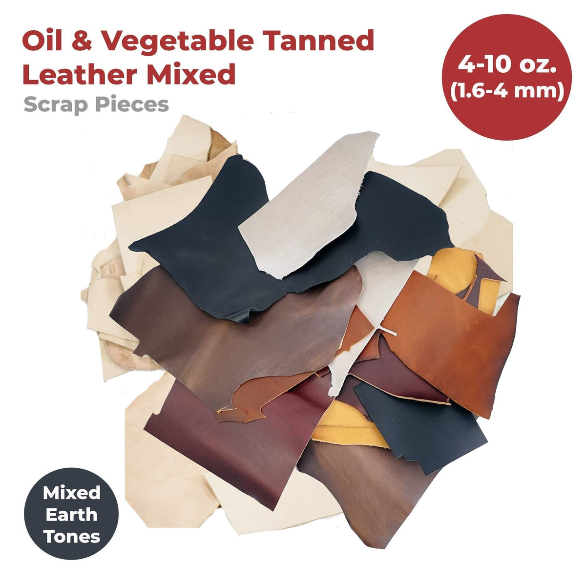 ELW Leather Scraps | Size: 1-100 LB | Genuine Cowhide Leather Remnants for Crafting, Ideal for DIY Leatherworking Projects Tooling, Holsters, Carving, Embossing, Stamping Main image