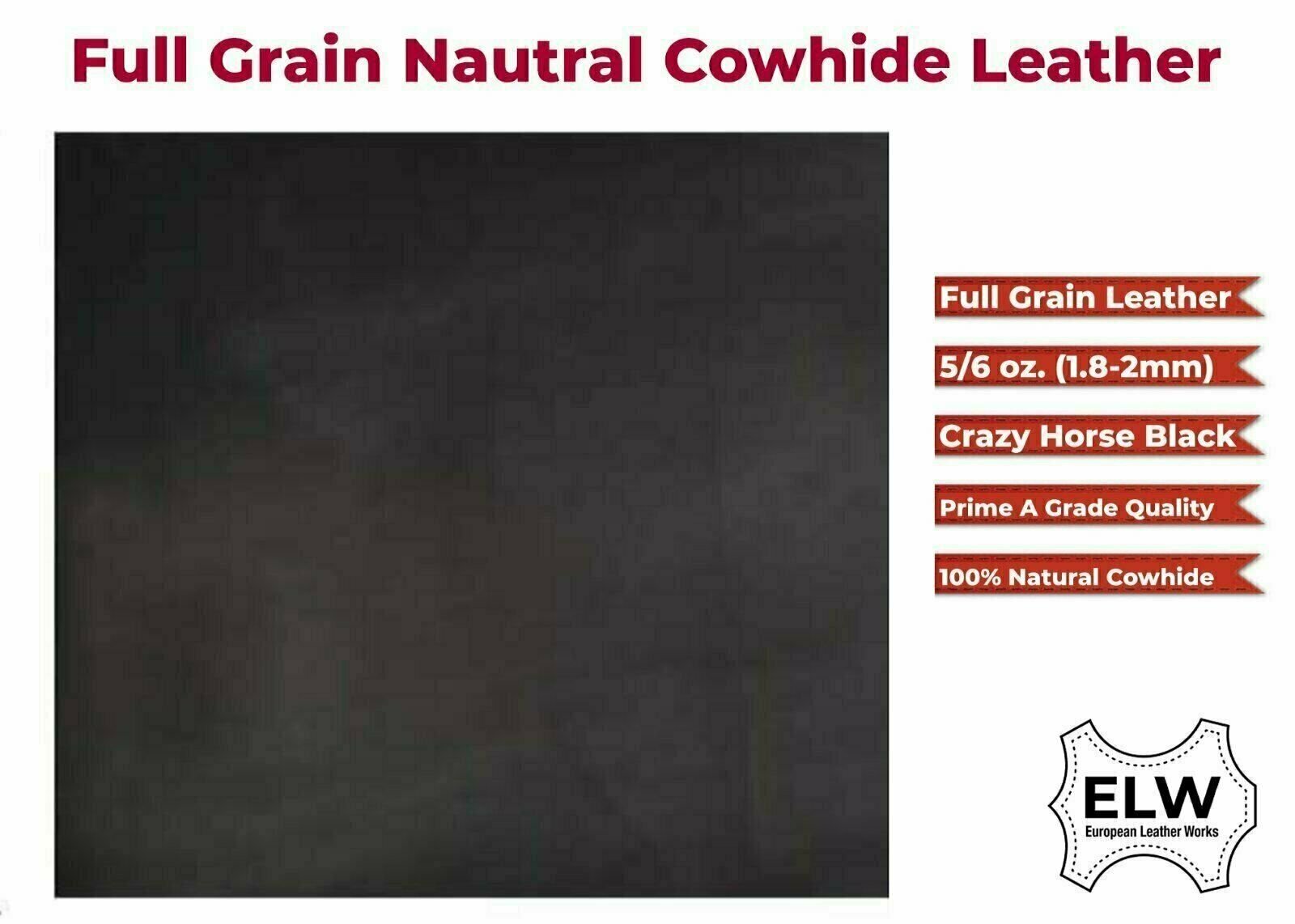 ELW Tooling Leather 5/6 OZ (2-2.4mm) Thickness | Black Color | Finished Full Grain Leather Cowhide Handmade Perfect for Crafting, Sewing, Molding, Workshop Secondary image