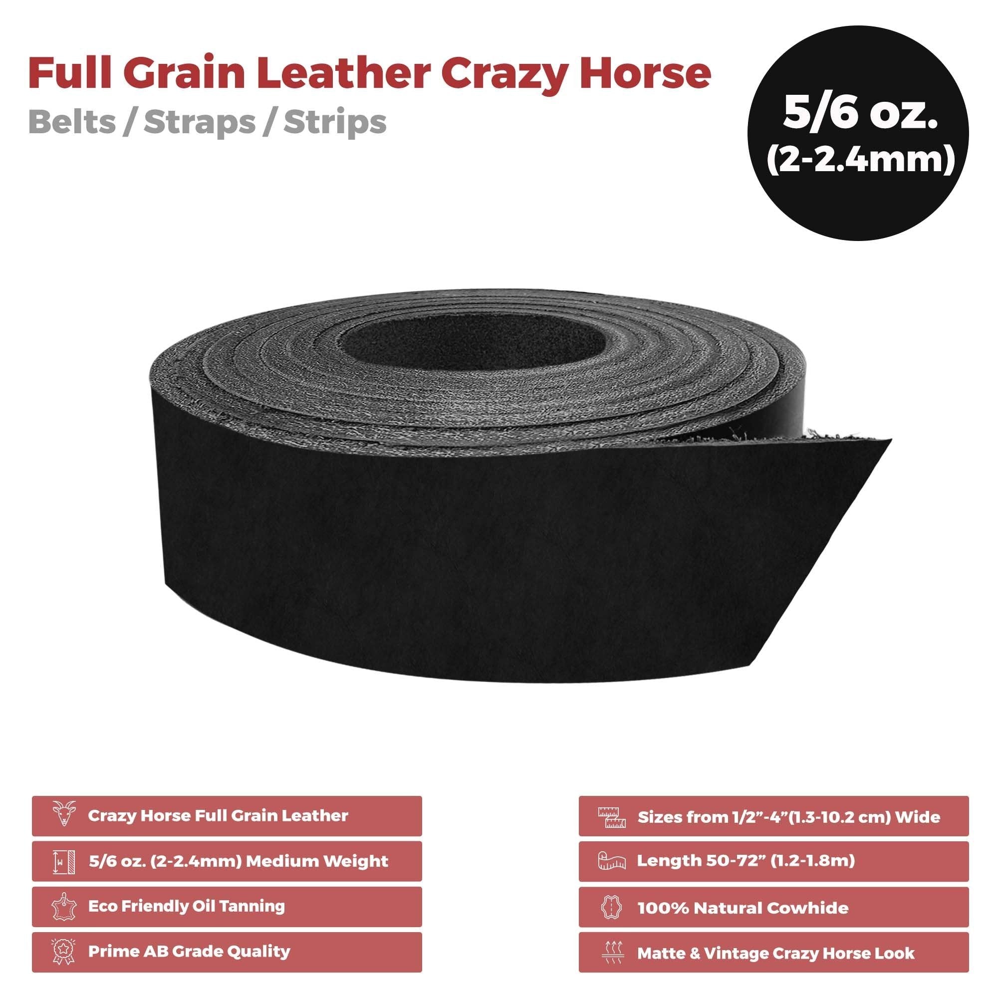 Black 5/6 oz. (2mm) Tooling Leather Belt/Strip/Straps 1/2"-4" Wide, 84" Length, Natural Cowhide Leathercraft Projects Secondary image