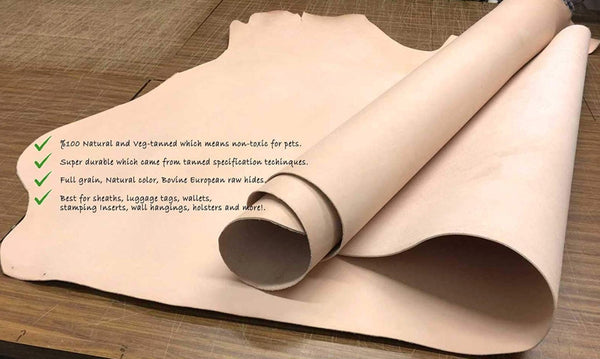 Full Grain Veg Tan Cowhide Leather Double Shoulder 8-10ft 7-9oz Craftsman Grade