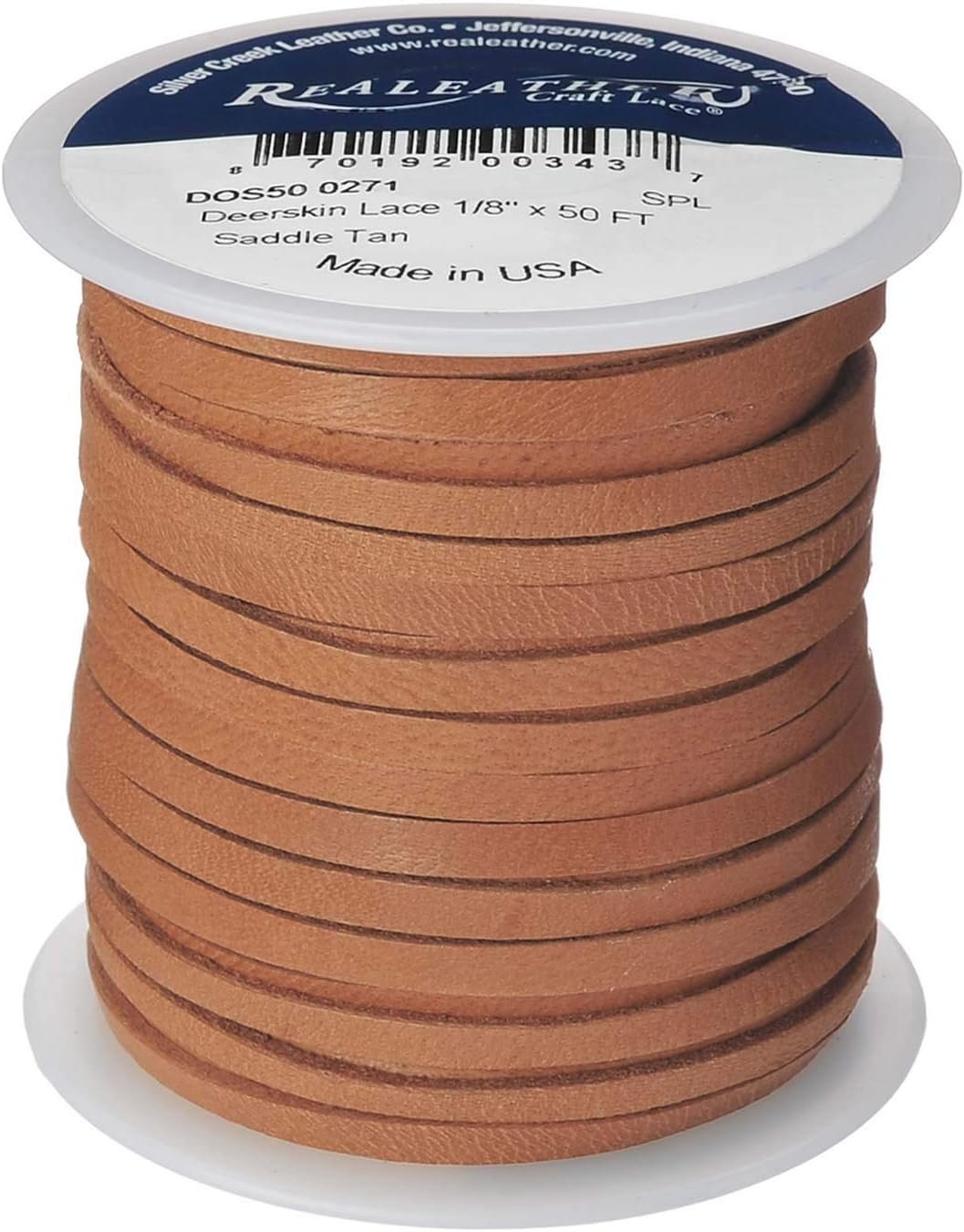 Realeather Deerskin Leather Lace | Size 1/8" x 50' (3.2mm x 15.24m) | 2/3 oz Thickness (.8-1.2mm) Main image