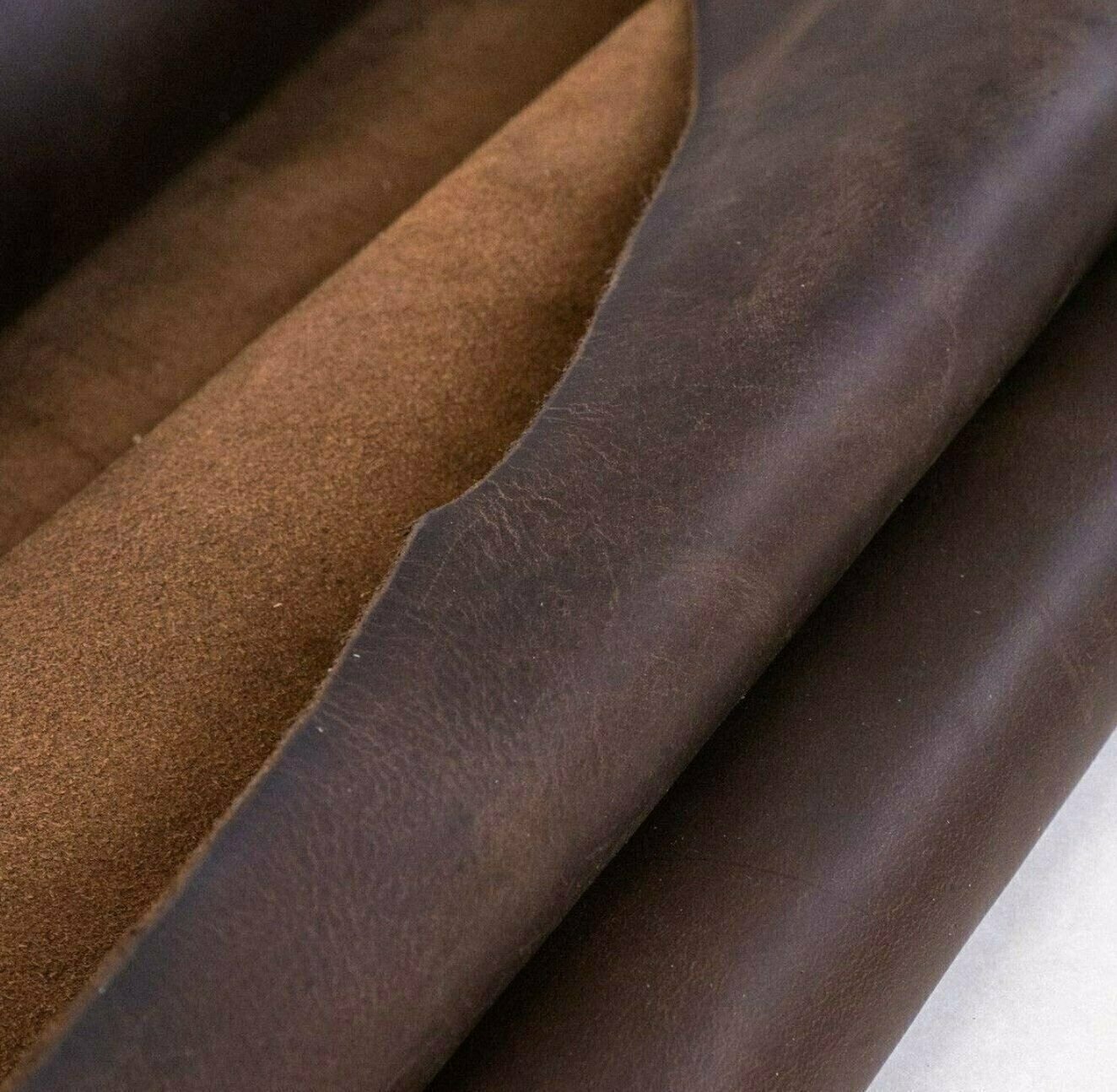 Full Grain Leather 12"x6" Set of 2  5/6oz (2.0mm) Tooling Crafts Cowhide Brown