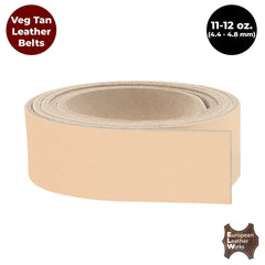 Thick Leather Strip Vegetable Tanned Import Cowhide 11-12 oz / 4mm-5mm / Perfect for Tooling Leather Crafting Belts, Straps, Harnesses, Saddle, DIY | Full Grain Leather