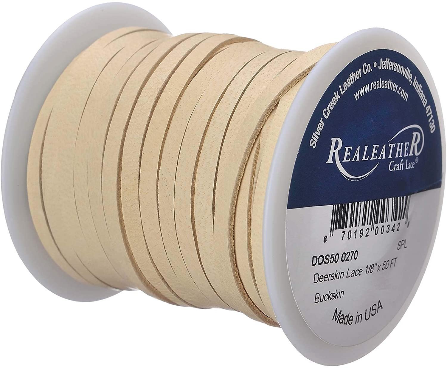 Realeather Deerskin Leather Lace | Size 1/8" x 50' (3.2mm x 15.24m) | 2/3 oz Thickness (.8-1.2mm) Secondary image