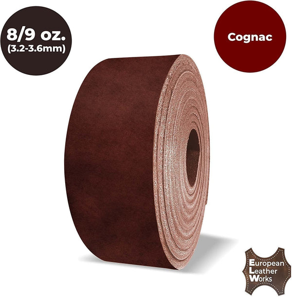 8-9 oz. (3.2-3.6mm) Vegetable Tanned Leather Belt Blanks 40" Length Full Grain Cowhide Leather Belt Straps/Strips for Tooling, Carving, Engraving, Molding, DIY