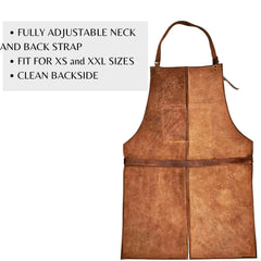 ELW Full Grain Leather Apron-Chest Pouch with Side Pocket, BBQ Apron, Kitchen, Cooking, Bartending, One Size for Men & Women