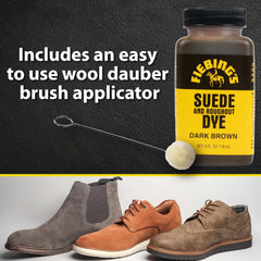 Fiebing's Black Suede Dye (4 oz) - Recolor, Brighten & Restore Suede & Roughout Leather Shoes, Furniture, Purse - Includes Wool Dauber for Easy Application - Flexible When Dry, Won't Crack or Peel