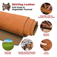 8-10 oz (3-4 mm) Skirting Veg Tan Leather Cowhide