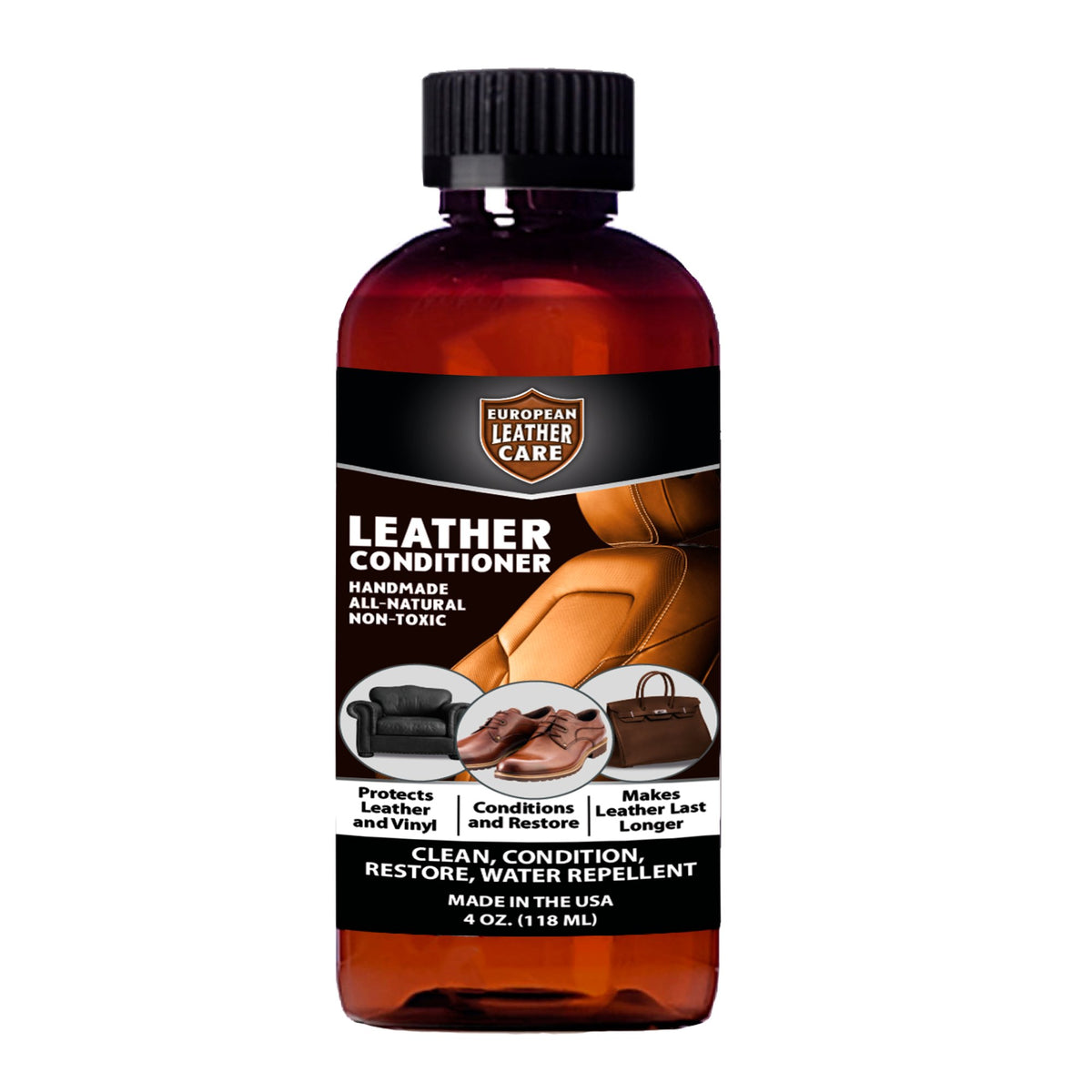 European Leather Care Leather Conditioner - Leather Couch, Furniture, Shoe, Leather Jacket, Purse, Boot Cleaner, Leather Conditioner Car Leather Cleaner Leather Repair Restorer All Natural USA