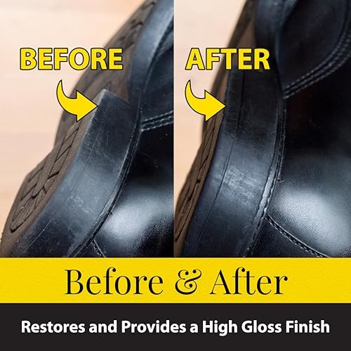 Fiebing's Leather Sole & Heel Edge Dressing, 2-Pack Black (4 oz) - High Gloss Shoe Dressing for Leather Soles & Heels - Provides a Protective Finish - Includes Brush Applicator