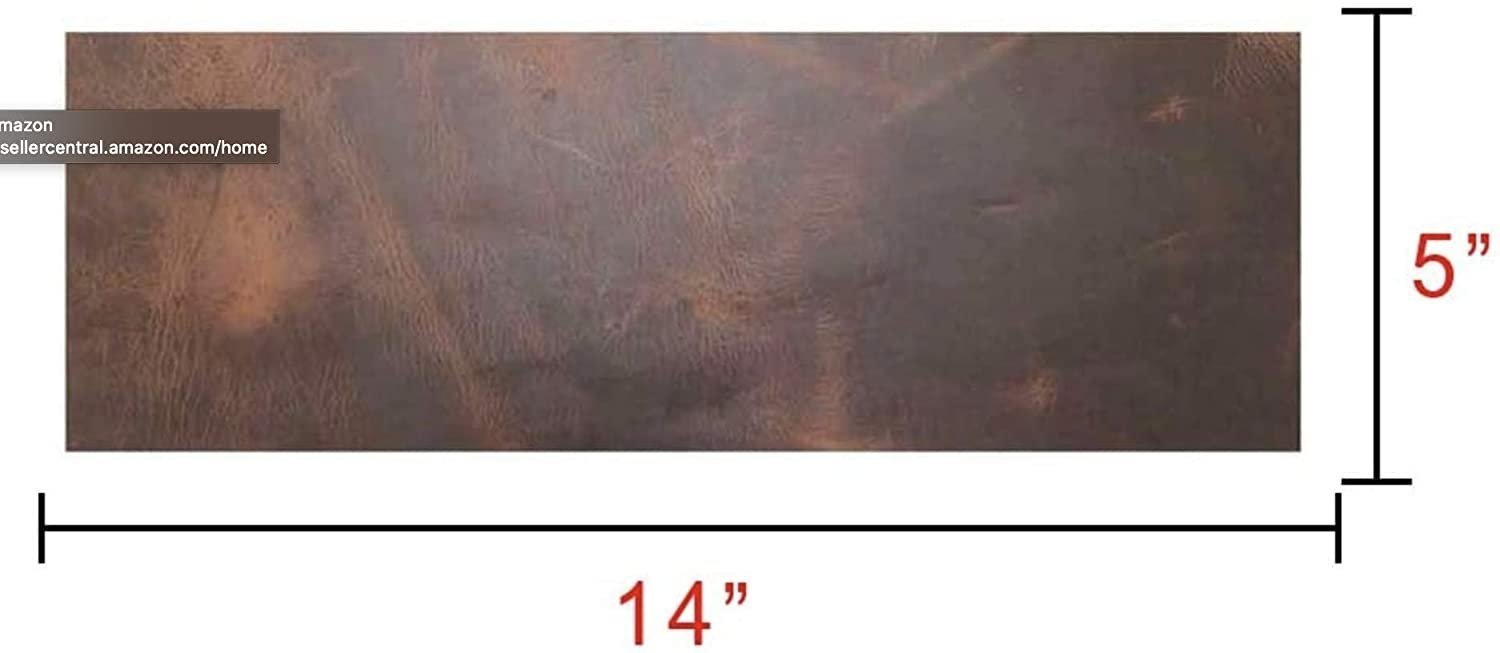 ELW Rustic Leather Rectangles (5" x14") 2 Piece Set for Crafts/Tooling/Hobby Workshop, Medium Weight 5/6 oz (1.6-1.8mm) : Bourbon Brown Secondary image