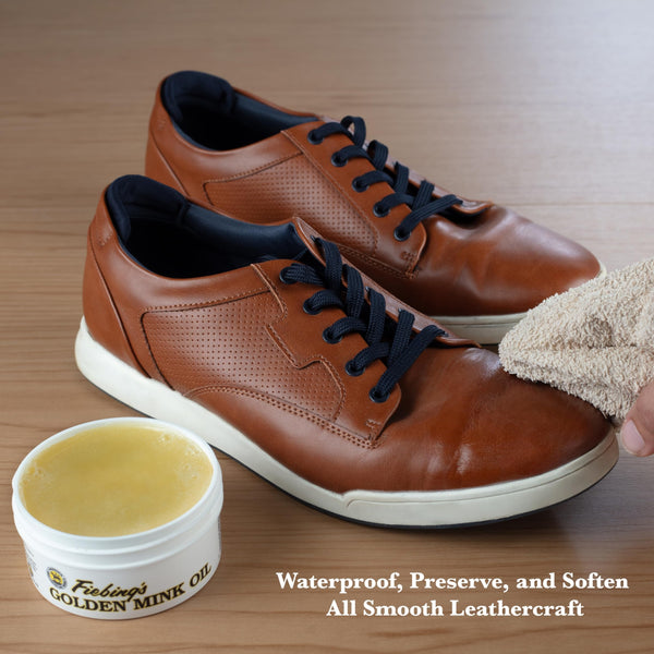 Fiebing's Golden Mink Oil for Leather Boots (2 Pack, 6 oz Each) - Leather Cleaner & Conditioner - Waterproof, Preserve, Soften All Smooth Leathercraft & Vinyl - Prevents Salt Stains On Couch, Purse