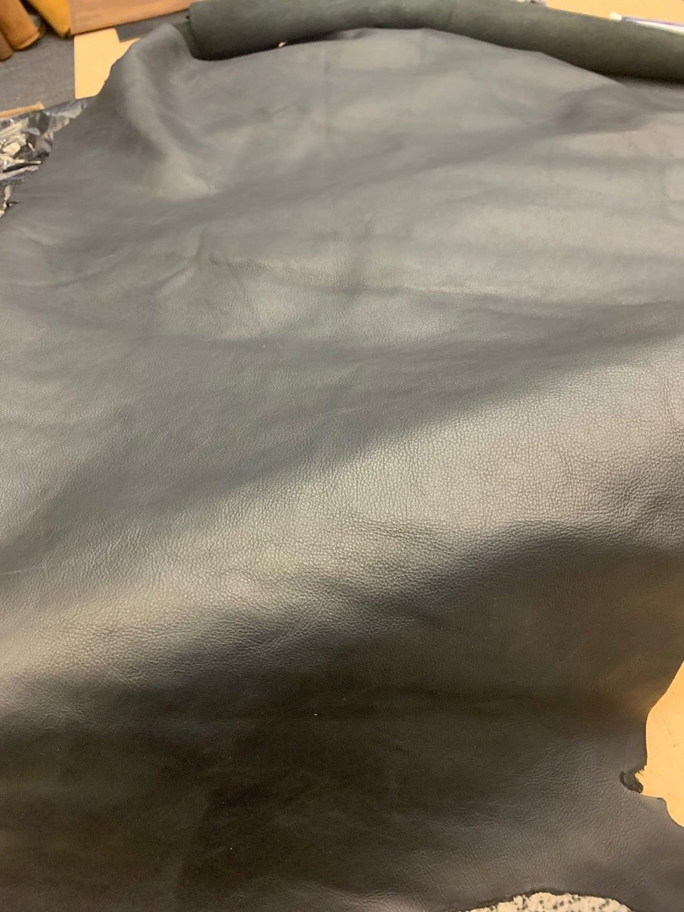 2-3 oz. (.8-1.2mm) Furniture, Auto, & Upholstery Black Leather with Aniline Finish, Soft Temper, and Pebble Texture Main image