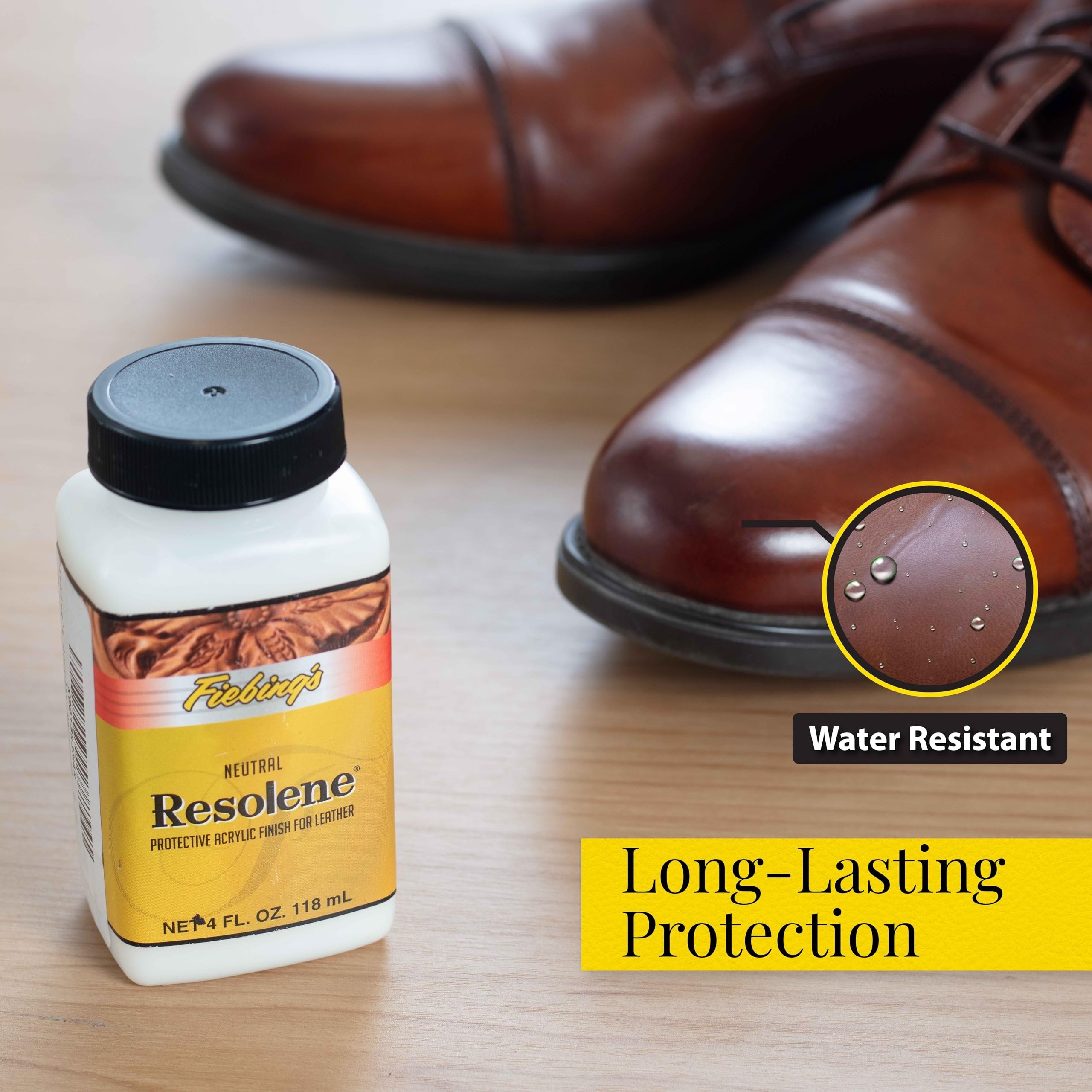 Fiebing's Acrylic Resolene (Neutral 2 Pack, 4 oz Each) - Protective Acrylic Leather Finisher - Glossy Top Coat for Dyed & Polished Leathercraft - Flexible, Durable, Water Resistant for Boots, Couch Secondary image
