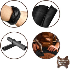 ELW 5-6 oz (2-2.4mm) Full Grain Leather Craft Sets of 2-4 Pieces in Sizes from 6" to 24"with Cord Braiding String 36" included, Oil Tanned Real Cowhide for Tooling, Carving, Craft, Repair, Knife Sheaths