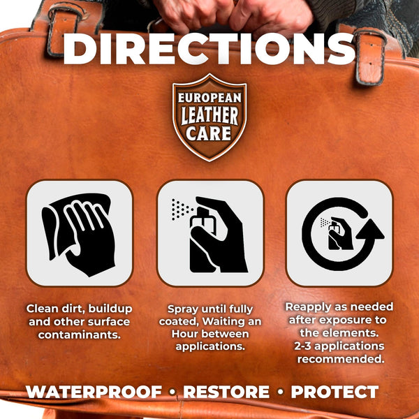Waterproofing Spray - All Natural Non-Toxic Leather Shoe Suede Protector Spray - European Leather Care - Made in USA