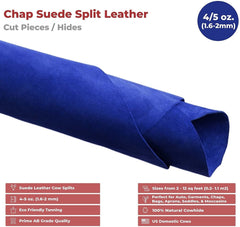 ELW Chap Splits Suede 4-5 oz (1.6-2mm) Pre-Cut Piece - Split Leather Cowhide - Prime AB Grade Quality - Perfect For Auto, Garments, Chaps, Bags, Vest, Aprons, Saddles, Moccasins