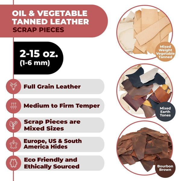 ELW Leather Scraps | Size: 1-100 LB | Genuine Cowhide Leather Remnants for Crafting, Ideal for DIY Leatherworking Projects Tooling, Holsters, Carving, Embossing, Stamping