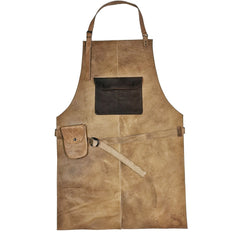 ELW Full Grain Leather Apron-Chest Pouch with Side Pocket, BBQ Apron, Kitchen, Cooking, Bartending, One Size for Men & Women