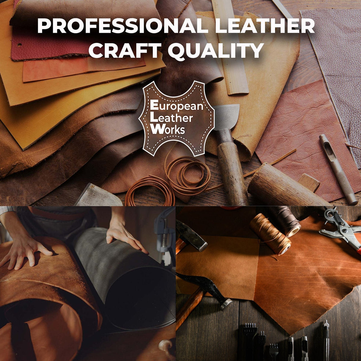 ELW Leather Scraps | Size: 1-100 LB | Genuine Cowhide Leather Remnants for Crafting, Ideal for DIY Leatherworking Projects Tooling, Holsters, Carving, Embossing, Stamping