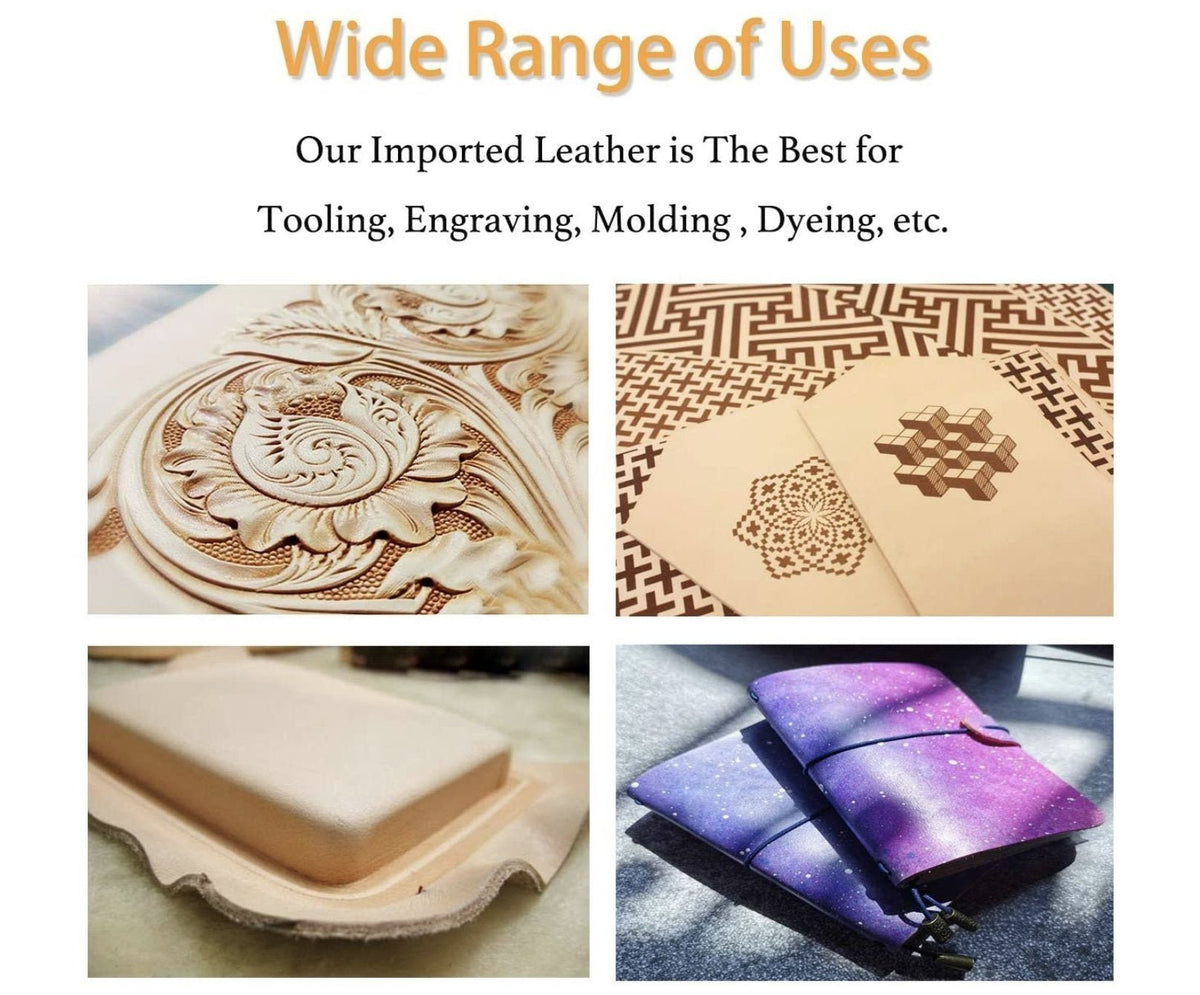 Veg Tan Full Grain Leather 13/15 Oz. (5.2-6mm) Heavy Thickness  Pre-Cut 6" to 48" Sizes  Natural Cowhide Skirting Tooling Leather Crafts Projects Repair Molding