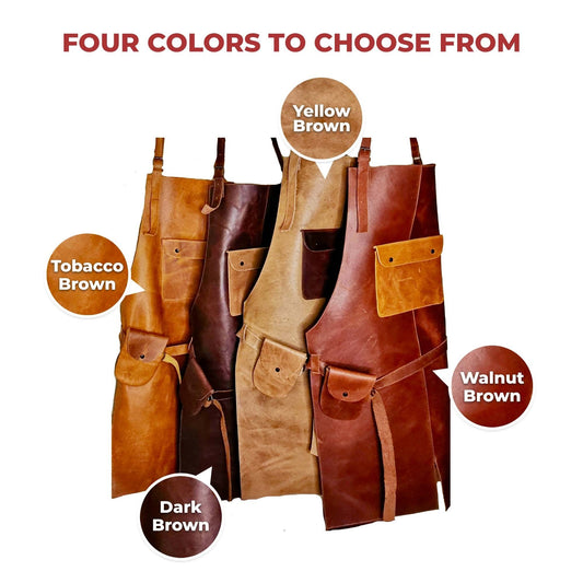 ELW Full Grain Leather Apron-Chest Pouch with Side Pocket, BBQ Apron, Kitchen, Cooking, Bartending, One Size for Men & Women