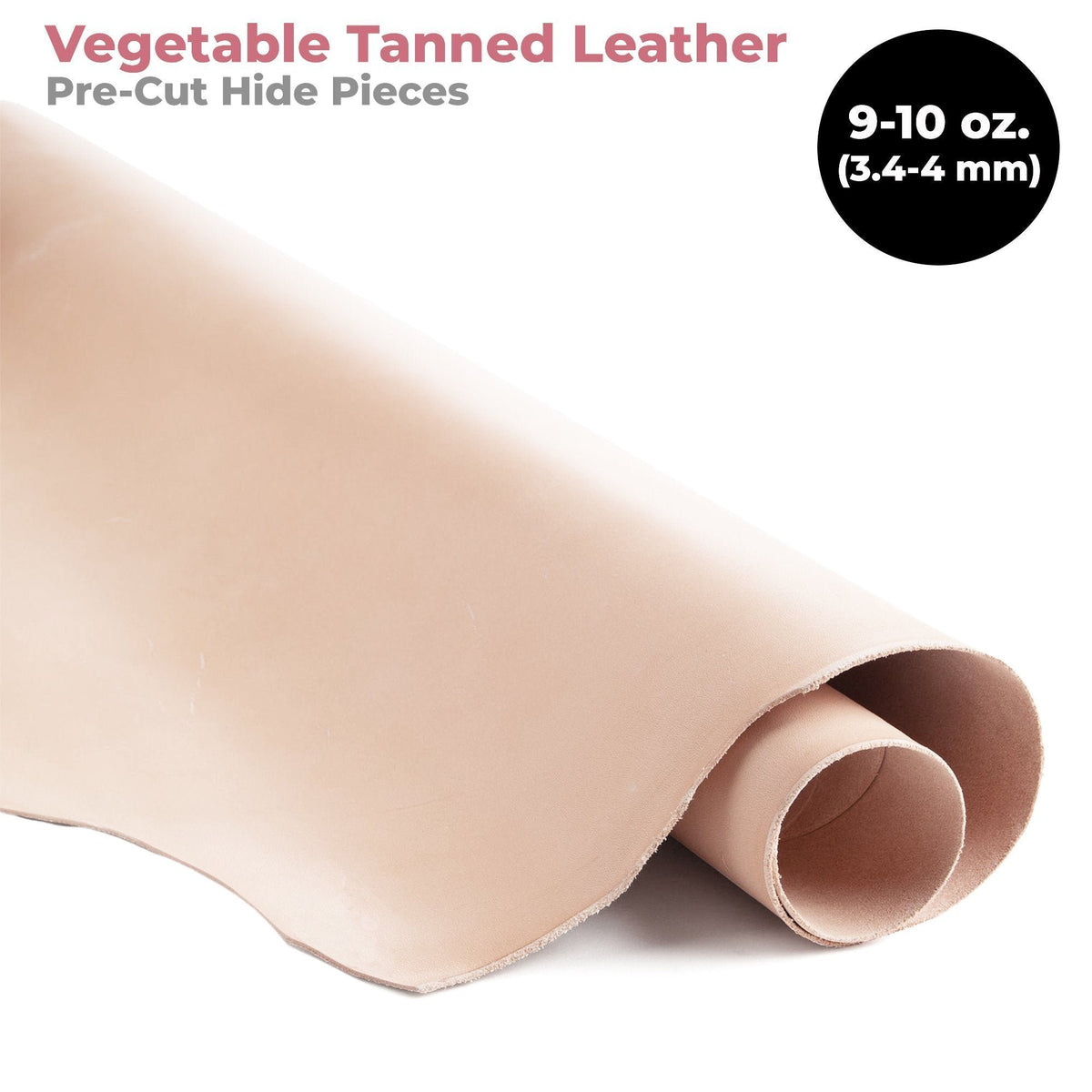 ELW Vegetable Tanned Leather Shoulder 9-10 oz. (3.6-4mm) Thickness Weight Pre-Cut Hides from 2.5 to 25 SQ FT Full Grain Leather Tooling Craft Repair Main image