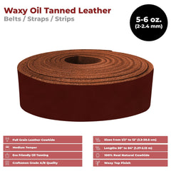 European Leather Work Oil Tanned Waxy Finish Leather 5-6 oz (2-2.4mm)  40" Length Full Grain Cowhide Handmade Leather for DIY, Crafts, Sheaths