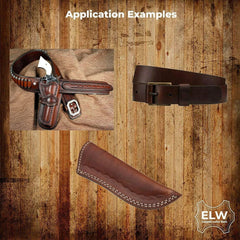 ELW Tooling Leather 5/6 oz (2mm) Pre-Cut Sizes 6" to 48" Bourbon Brown Cowhide Full Grain Leathercraft for Holsters Knife Sheates Coasters Emboss Stamp Earrings