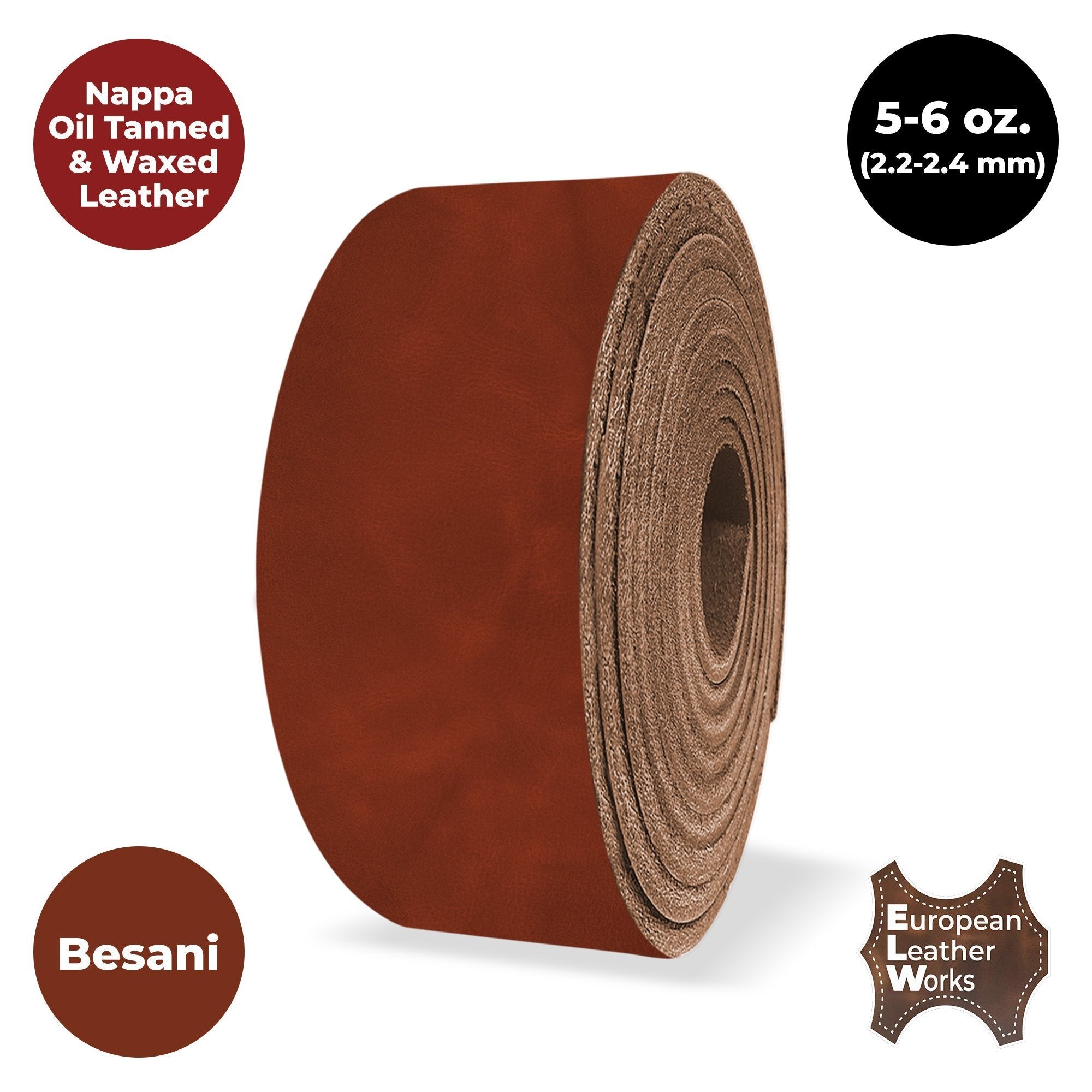 ELW 5-6 oz (2-2.4mm) Nappa Oil Tanned & Waxy Finish Leather  50" (127cm) Length, Belt Grade Straps Full Grain Length Craftsman A/B Grade Natural Cowhide, DIY, Crafting, Strips Secondary image