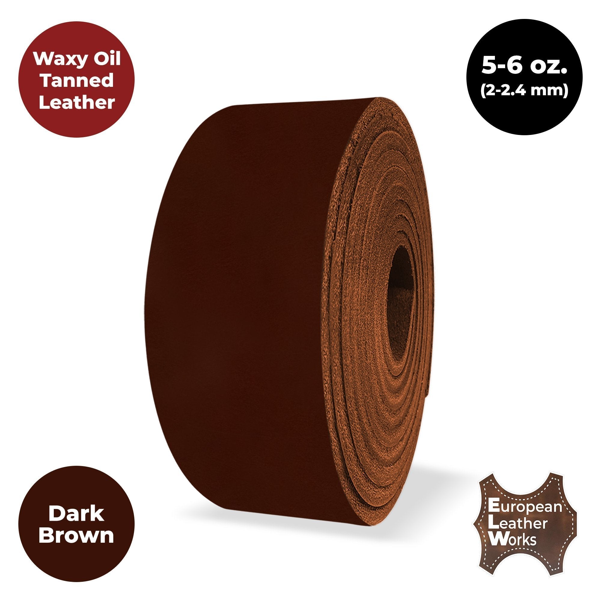 European Leather Work Oil Tanned Waxy Finish Leather 5-6 oz (2-2.4mm)  84" Length Full Grain Cowhide Handmade Leather for DIY, Crafts, Sheaths Secondary image