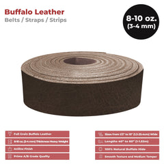 European Leather Works - Buffalo Belt Blanks 8-10 oz (3-4mm) 40" Length Full Grain Leather Belt Straps/Strips for Tooling, Holsters