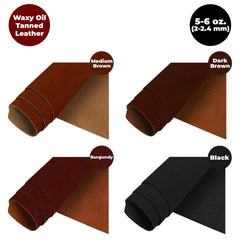 European Leather Work Oil Tanned Leather 5-6 OZ (2-2.4mm) Pre-Cut Full Grain Cowhide Handmade Waxy Finish Leather for DIY, Crafts, Sheaths, Sewing, Workshop