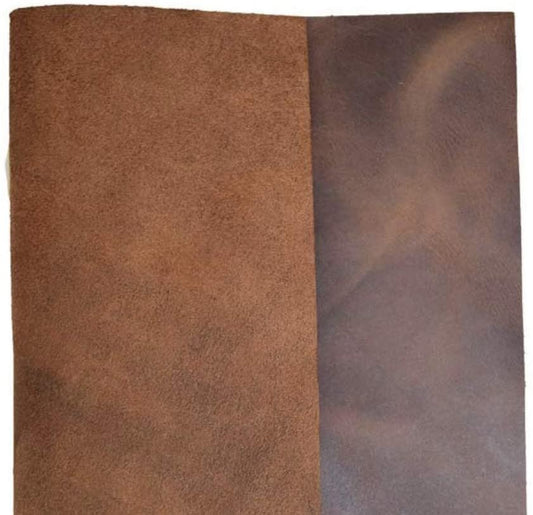 5/6 OZ (2.0/2.4 mm) Oil Tanned 2 pcs for 1 Price Bourbon Brown Natural Full Grain Leather Square (10''X18'')