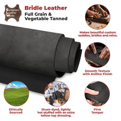 12-14 oz (4.8-5.6mm) Bridle Veg Tan Leather Cowhide