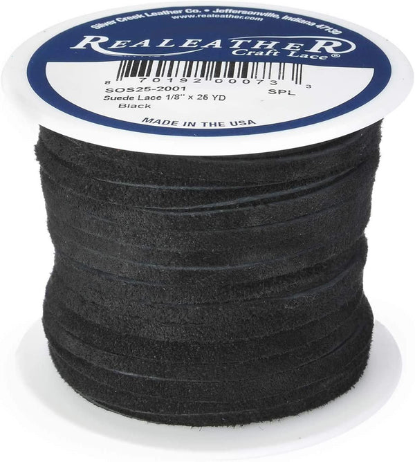 Realeather Suede Lace, 1/8" x 25 yd, Multicolors Available