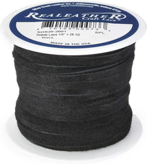 Realeather Cowhide Suede Lace, 1/8" x 25 yd, Multicolors Available