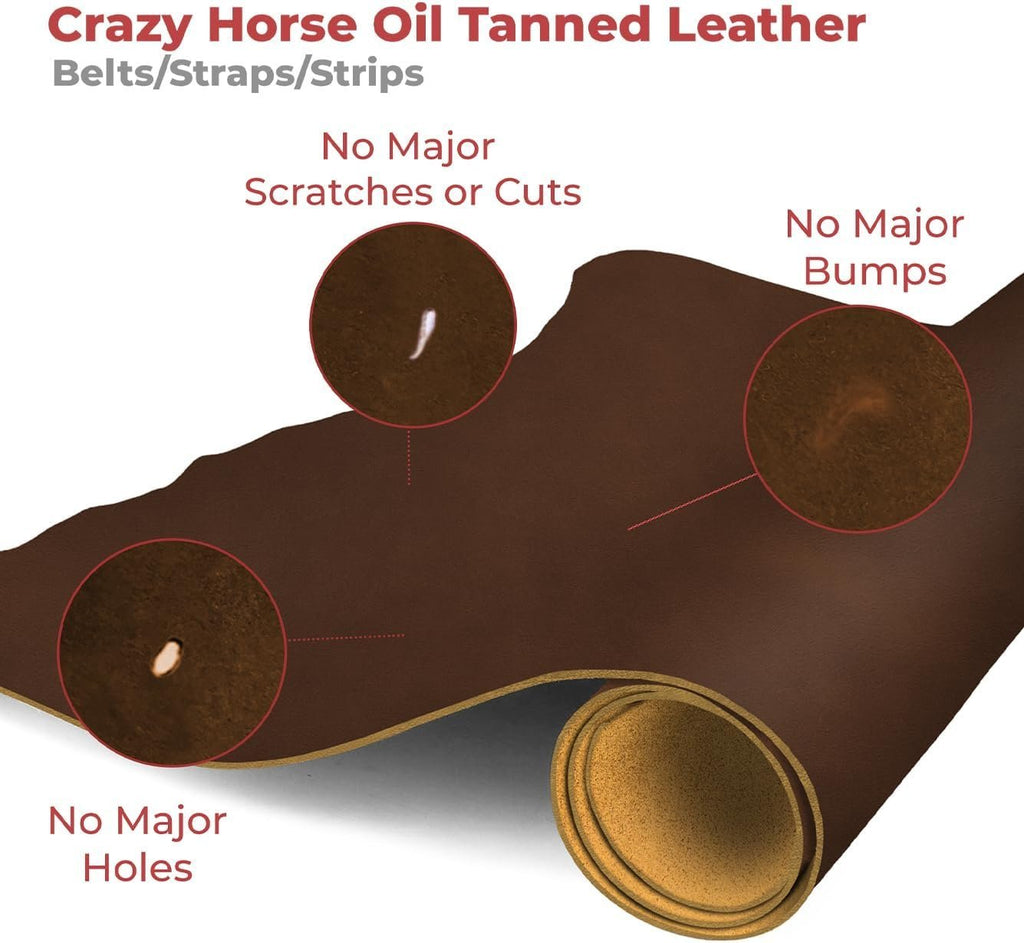 9-10 oz. (3-4mm) Oil Tanned Leather Blank Belts in 66"-68" Long Full Grain Cowhide Crazy Horse Leather Straps
