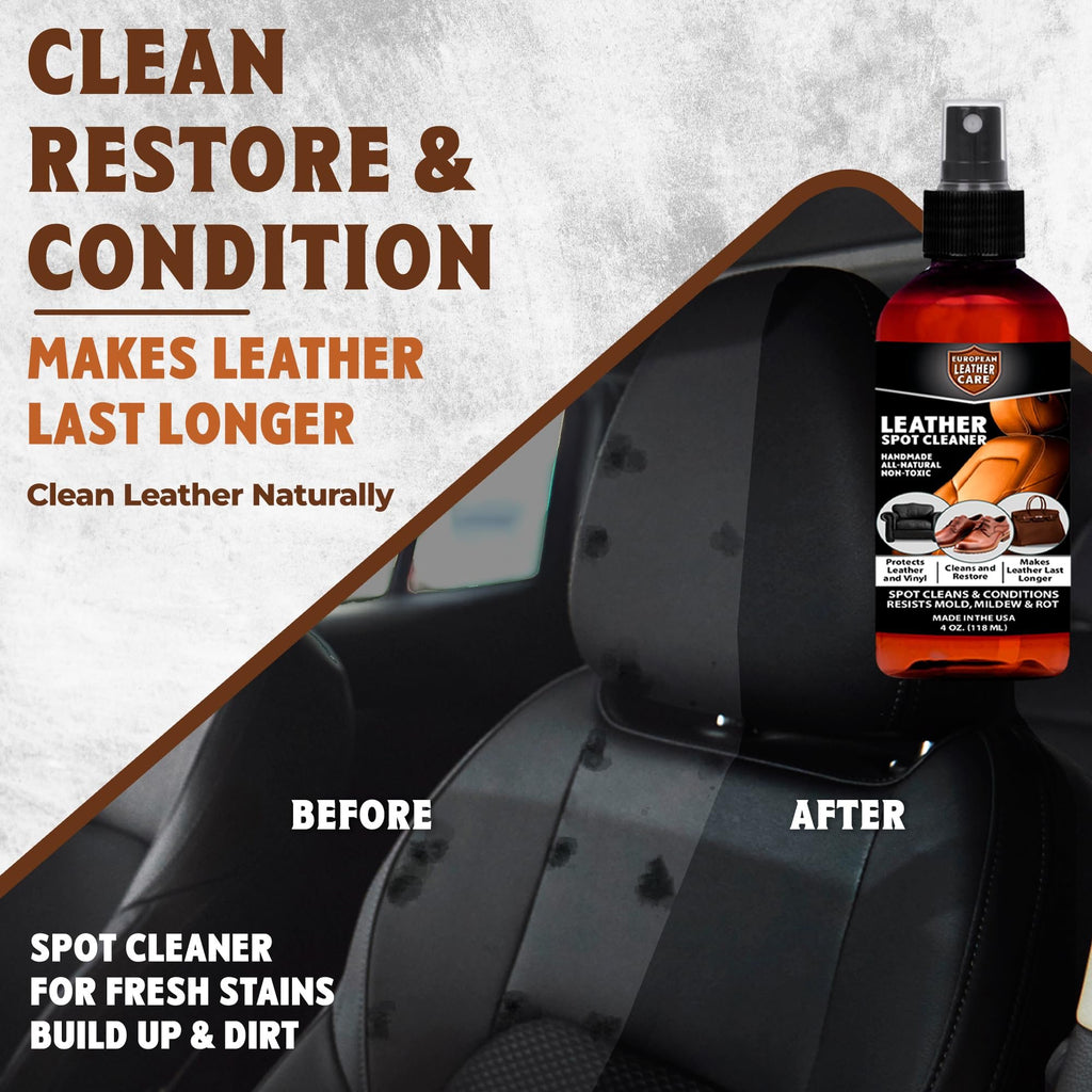 Leather Spot Cleaner  - All Natural Ingredient - European Leather Care - Made in USA