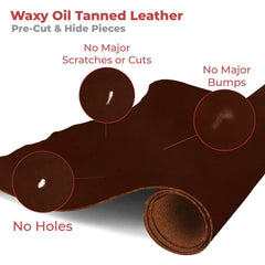 European Leather Work Oil Tanned Leather 5-6 OZ (2-2.4mm) Pre-Cut Full Grain Cowhide Handmade Waxy Finish Leather for DIY, Crafts, Sheaths, Sewing, Workshop