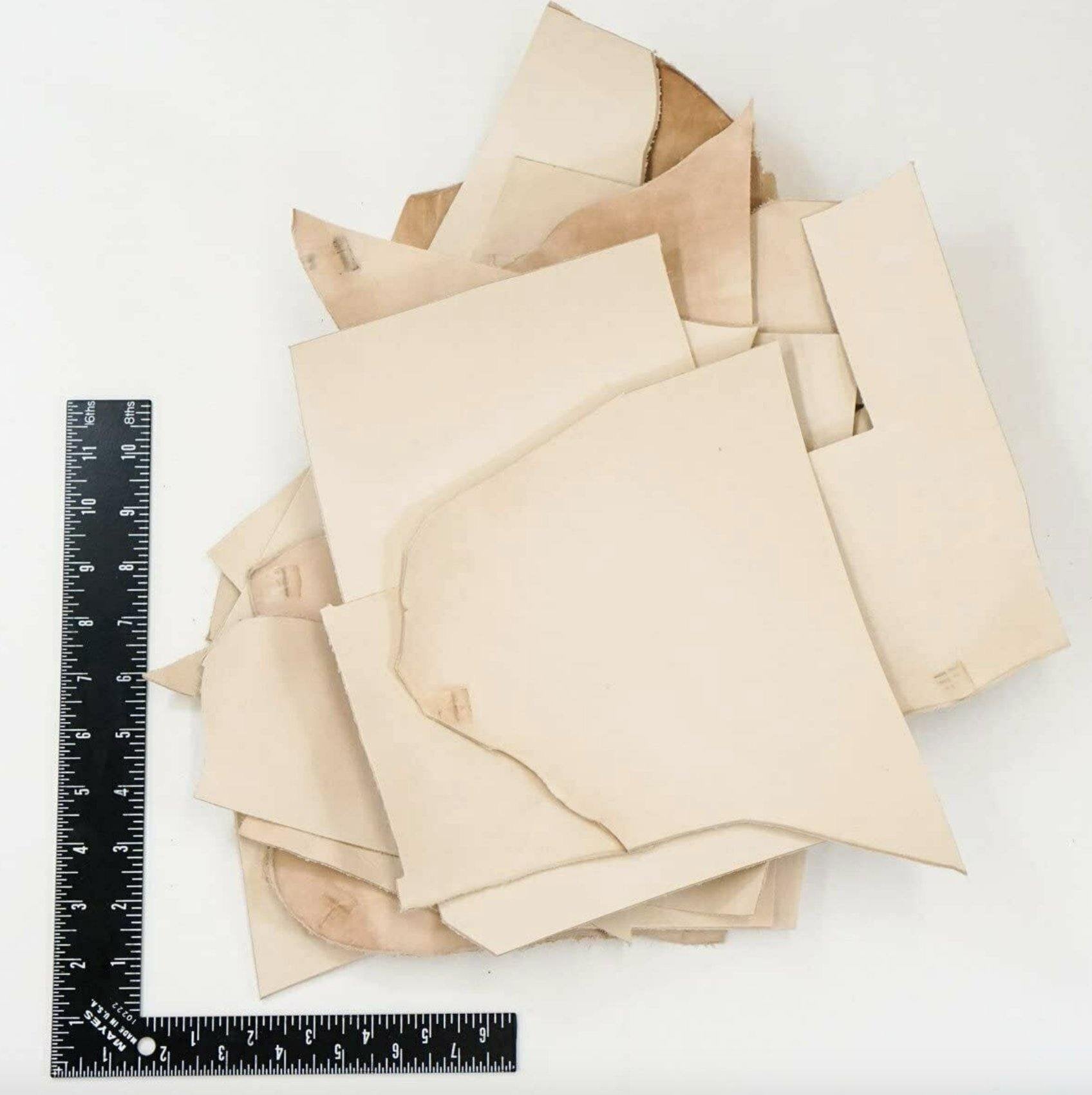 ELW 2 LB Vegetable Tan Tooling Natural Cowhide Leather Scraps Lightweight 3-6 oz. (1-2.4mm) Mixed Bag, Thick Tooling Leather, Leathercraft, Crafting Leather! Secondary image
