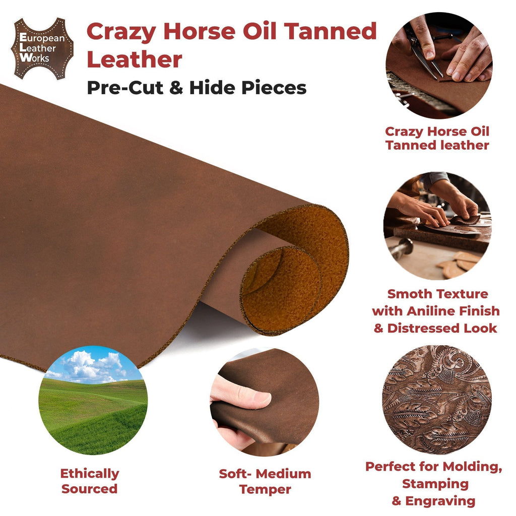 5-6 OZ (2-2.4mm) Leather Oil Tanned Pre-Cuts
