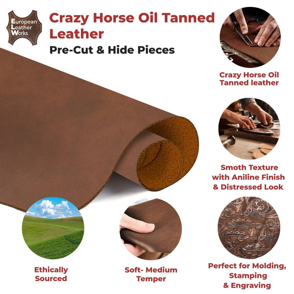 5-6 OZ (2-2.4mm) Leather Oil Tanned Pre-Cuts