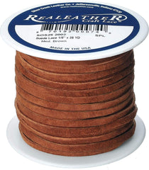 Realeather Cowhide Suede Lace, 1/8" x 25 yd, Multicolors Available